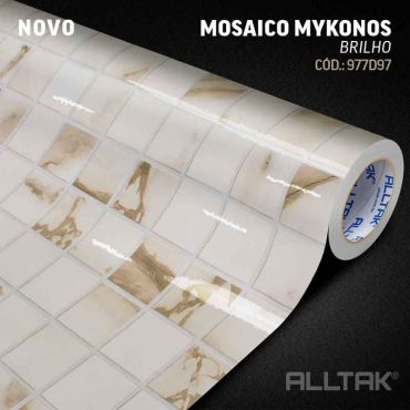 Vinil Adesivo Mozaico Mikonos com Brilho - 1,22m