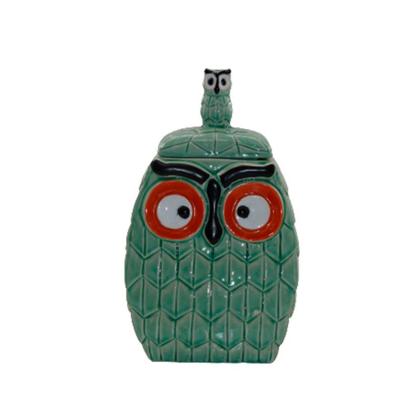Coruja Decorativa em Cerâmica 32X18cm verde
