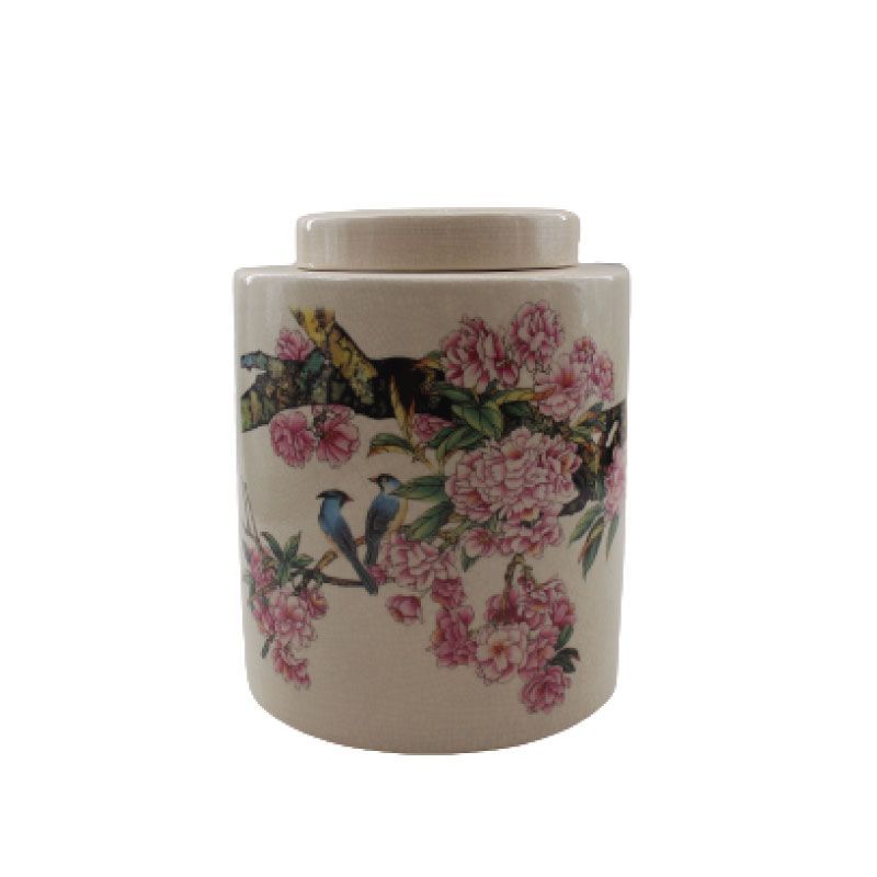 Jarra Decorativa em Cerâmica Branca com Flores