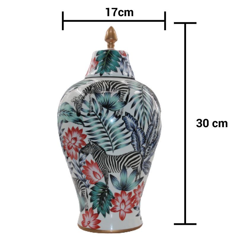 Pote Decorativo em Cerâmica Branco com Flores