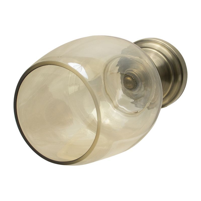 Peça Decorativa de Vidro p/ Mesa c/ Base Metal - 35 x 13 cm - Âmbar