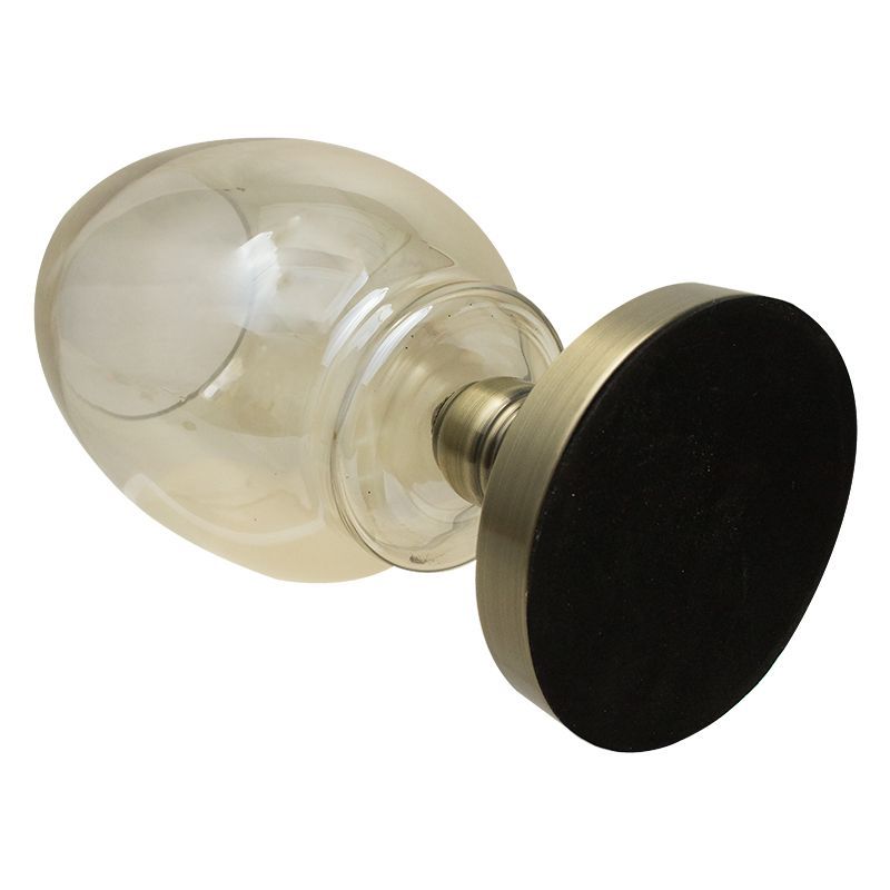 Peça Decorativa de Vidro p/ Mesa c/ Base Metal - 35 x 13 cm - Âmbar