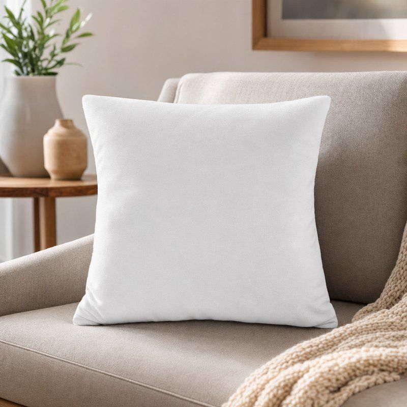 Capa de Almofada Corttex Veludo Branco 01 aplicada no sofá