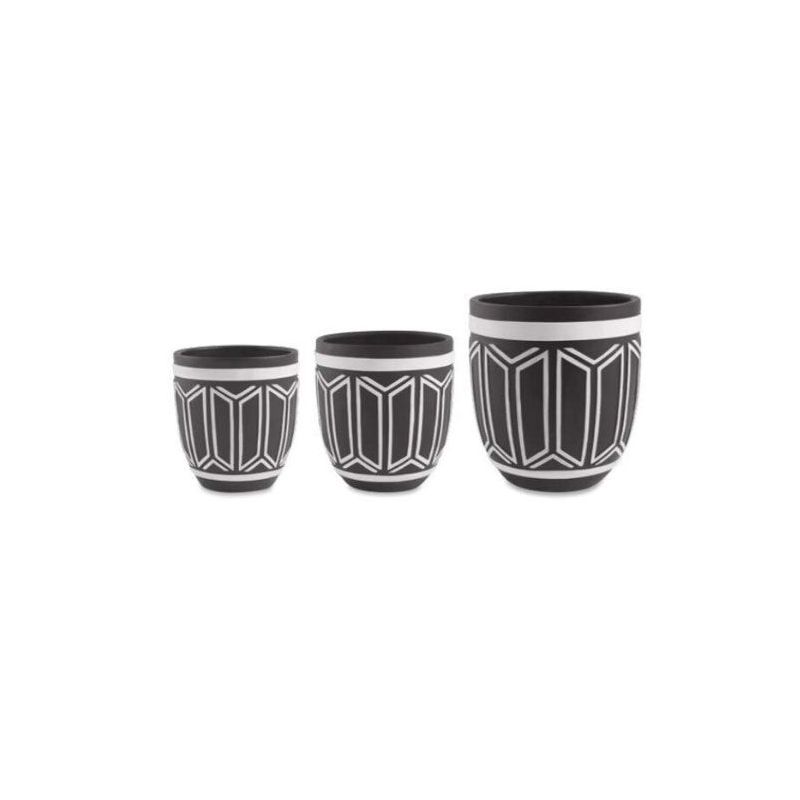 Kit Cachepot Preto - em Cimento