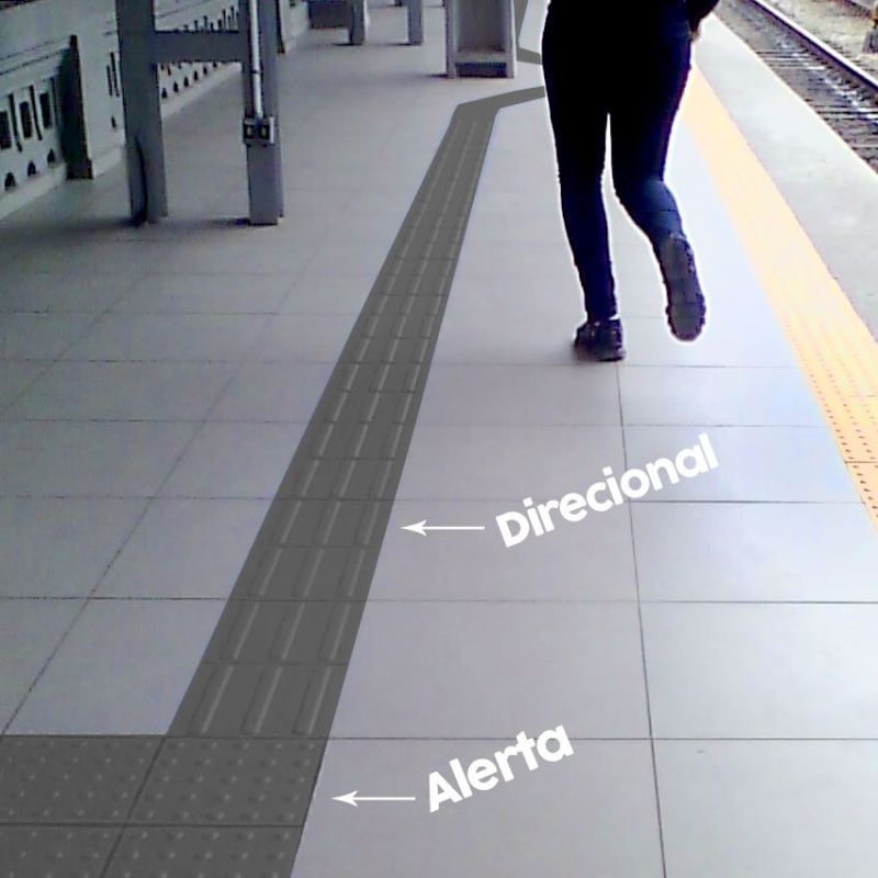 Piso Tátil Alerta - Cinza