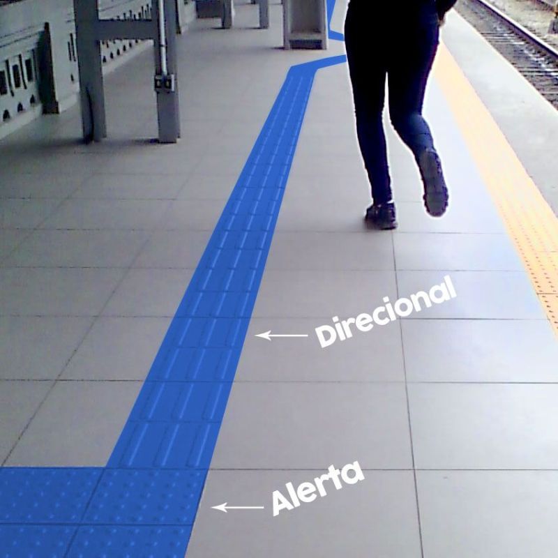 Piso Tátil Direcional - Azul - 1m² KIT c/ 16 placas 
