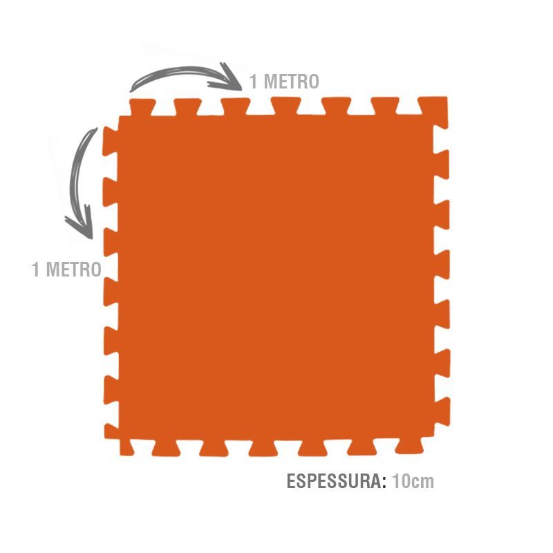 Kit 12 Tatames EVA 10mm - Laranja 1x1 