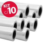 Kit 10 Rolos - Plástico Filme Stretch - 0,30 Micras - Cada Rolo C/ 300m