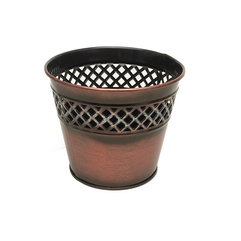 Vaso de Metal Decor p/ Flores - 14 x 12 cm - Marrom