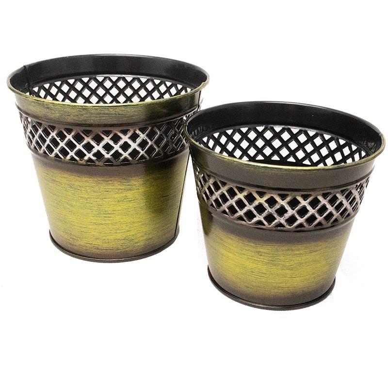 Vaso de Metal Decor p/ Flores - 14 x 12 cm - Verde