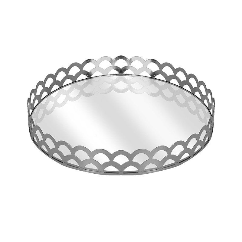 Bandeja Luxo Belga Redonda - Prata - Tamanho G