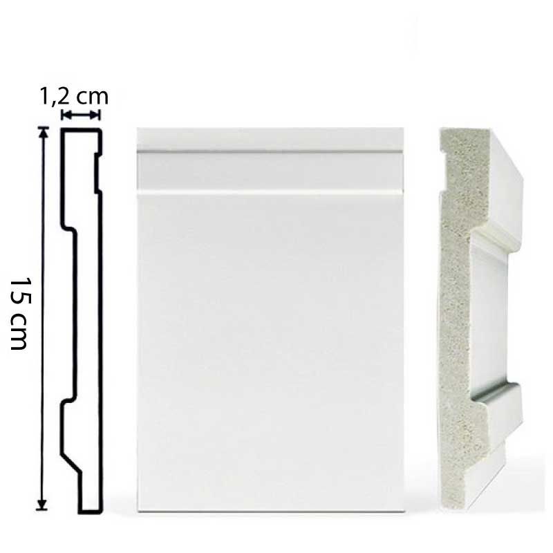 Rodapé Branco Frisado 10cm