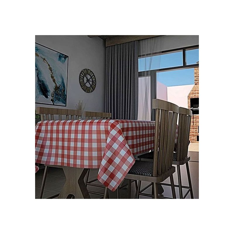 FORRO DE MESAS DECORELLI TERMICO LINHO BRANCO CHESSMATE VERMELHO