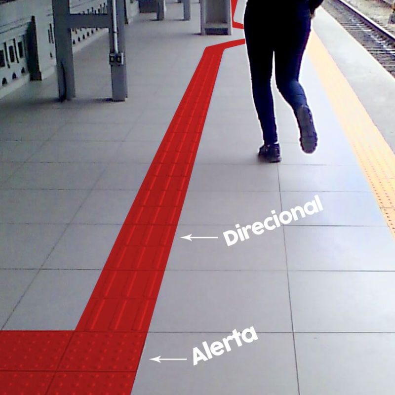 Piso Tátil Direcional - Vermelho
