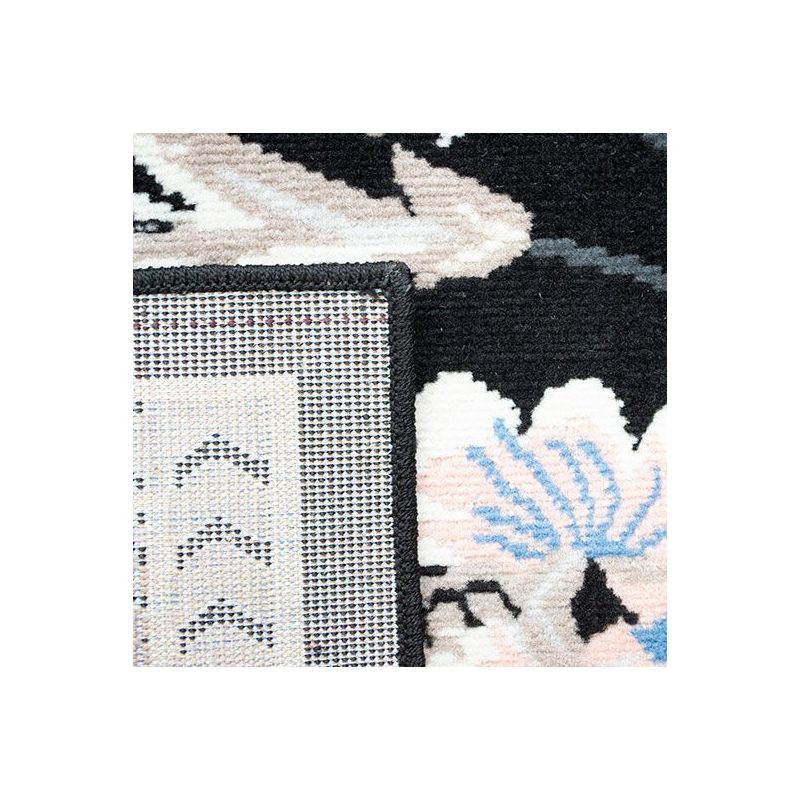Tapete Floral Genebra 50 - Preto - 1,50 x 2,00m