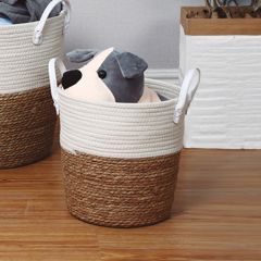 Cesto Philippe Natural Branco - 26x26x33cm (P)
