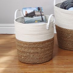 Cesto Philippe Natural Branco - 29x29x37cm (M)
