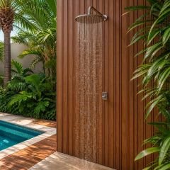 Painel Ripado p/ Área Externa Carvalho - 2,85m x25cm - WPC 