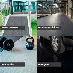 Rolo 15m Piso Moeda Laminado Emborrachado Preto Decofix - 1.30 largura 