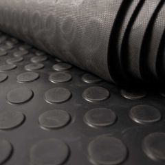 Rolo 15m Piso Moeda Laminado Emborrachado Preto Decofix - 1.30 largura 