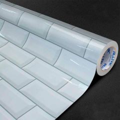 Vinil Adesivo Branco com Brilho metrô Azulejo  - 1,22m