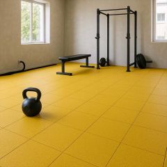 Piso Academia 50x50cm Amarelo Emborrachado Crossfit Antiderrapante em Placa