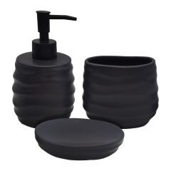 Kit Banheiro Onyx Preto - 3 Peças