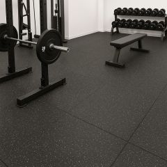 Piso Academia 50x50cm Preto com Branco Emborrachado Crossfit Antiderrapante em Placa