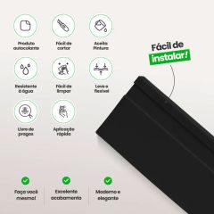 Rodapé Autocolante 10cm Preto - RP16 Rolo de 10m
