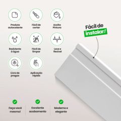 Rodapé Autocolante 7cm Branco - RP16 Rolo de 10m
