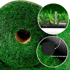 Rolo de 50m²  Grama Sintética de Jardim - 30mm UV e Anti-fungo