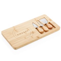 Tabua de Bambu Para Queijos com Facas Bites - 38x18,5x1cm