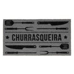 Tapete Capacho Vinil Super Print Churrasqueira Cinza - 40 x 75cm