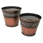 Vaso de Metal Decor p/ Flores - 14 x 12 cm - Marrom